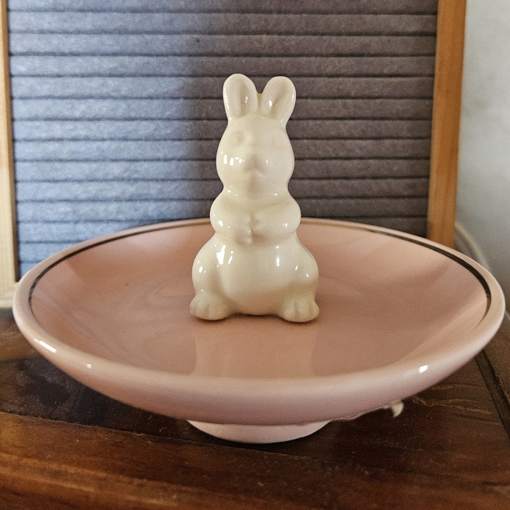 Pink Ceramic Bunny Ring dish💕